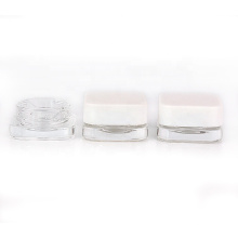 Hot sale empty square 10ml eye cream glass cosmetic jar with white lid